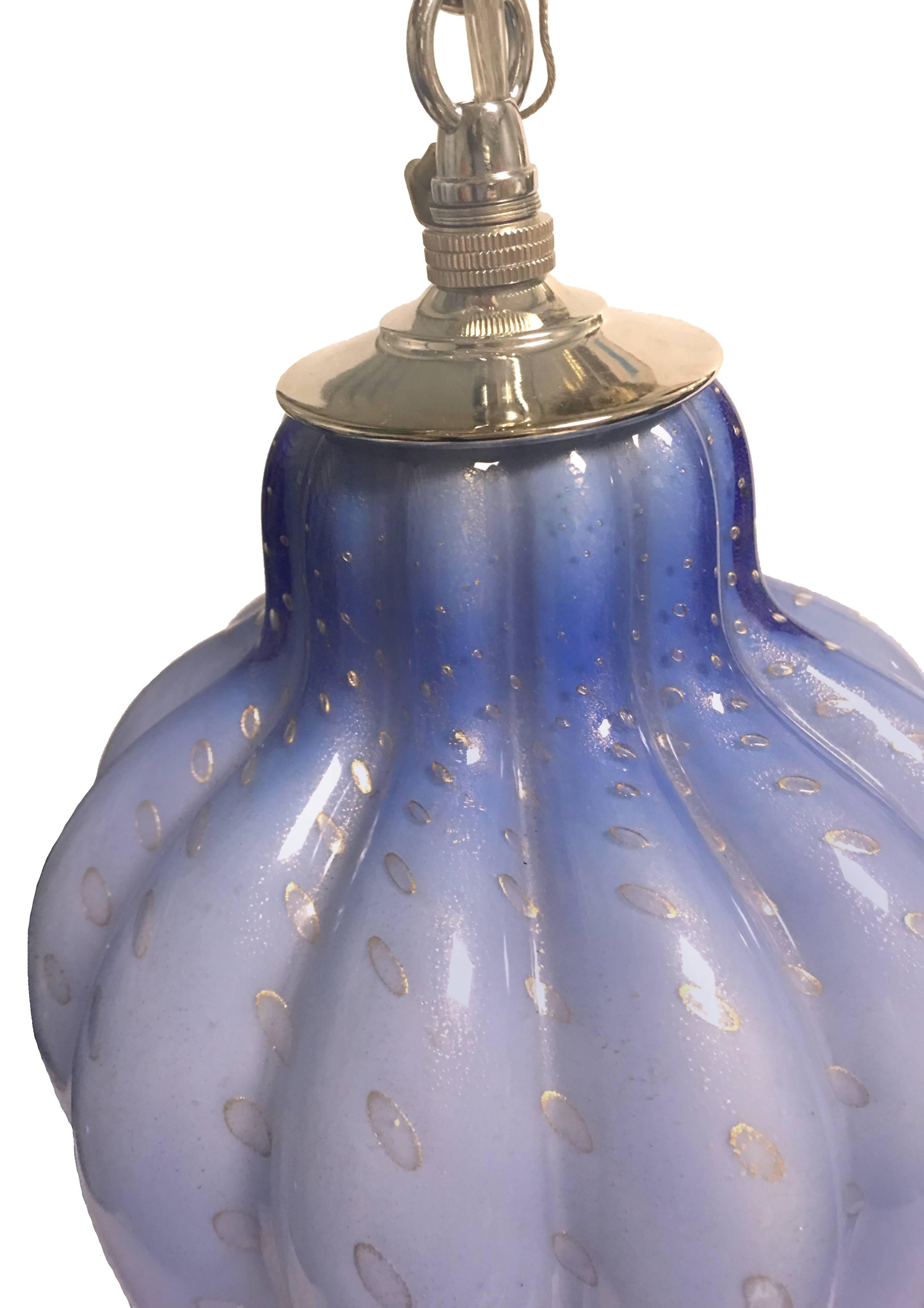 Mid-Century Modern Purple Barbini Murano Glass Pendant Light