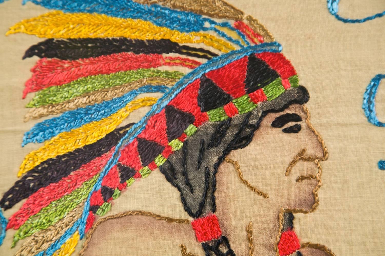 American 1933 Chicago World's Fair Century of Progress Framed Souvenir Tapestry