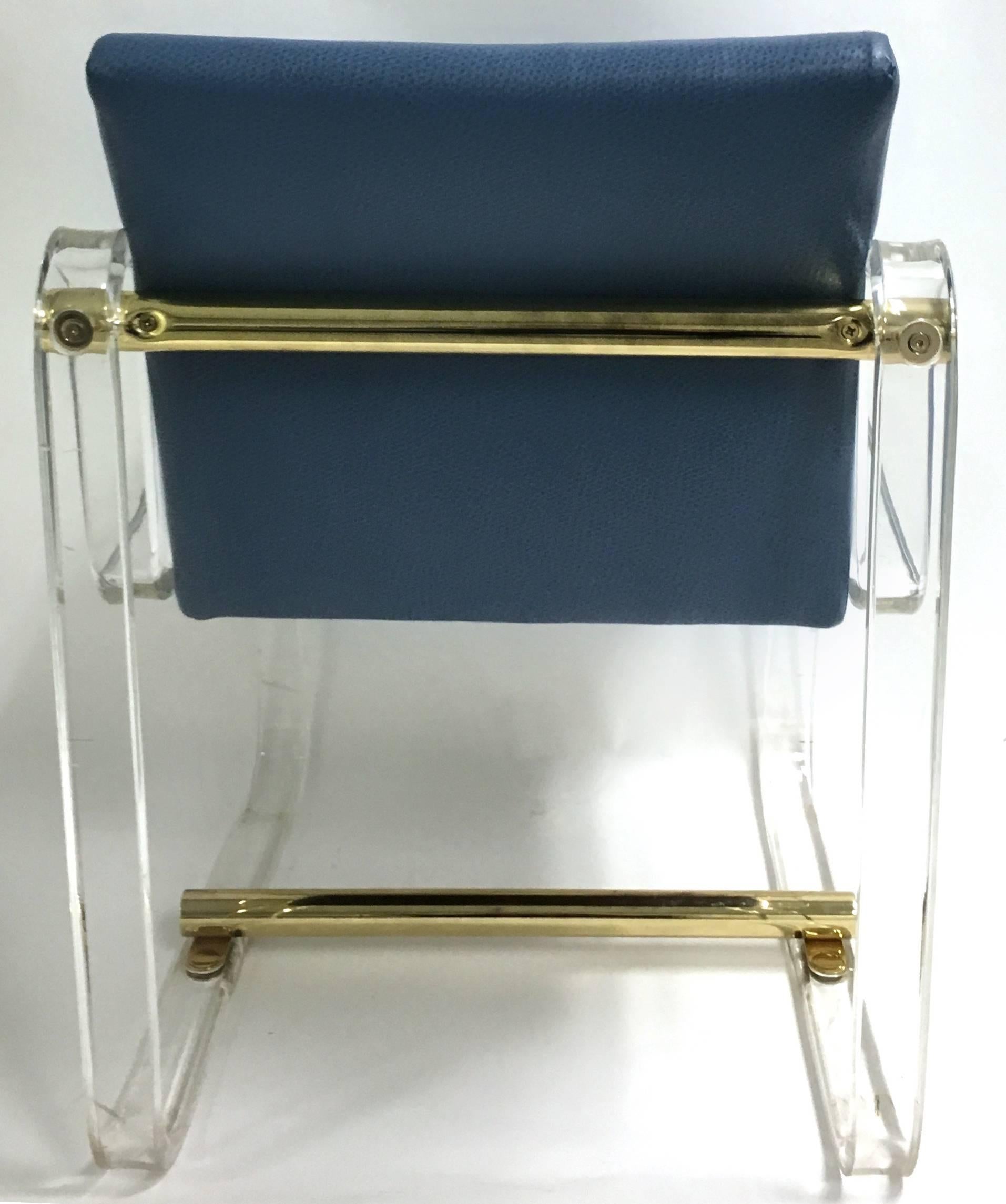 American 1970s Lucite and Brass Desk Chair, Attributed to Pace