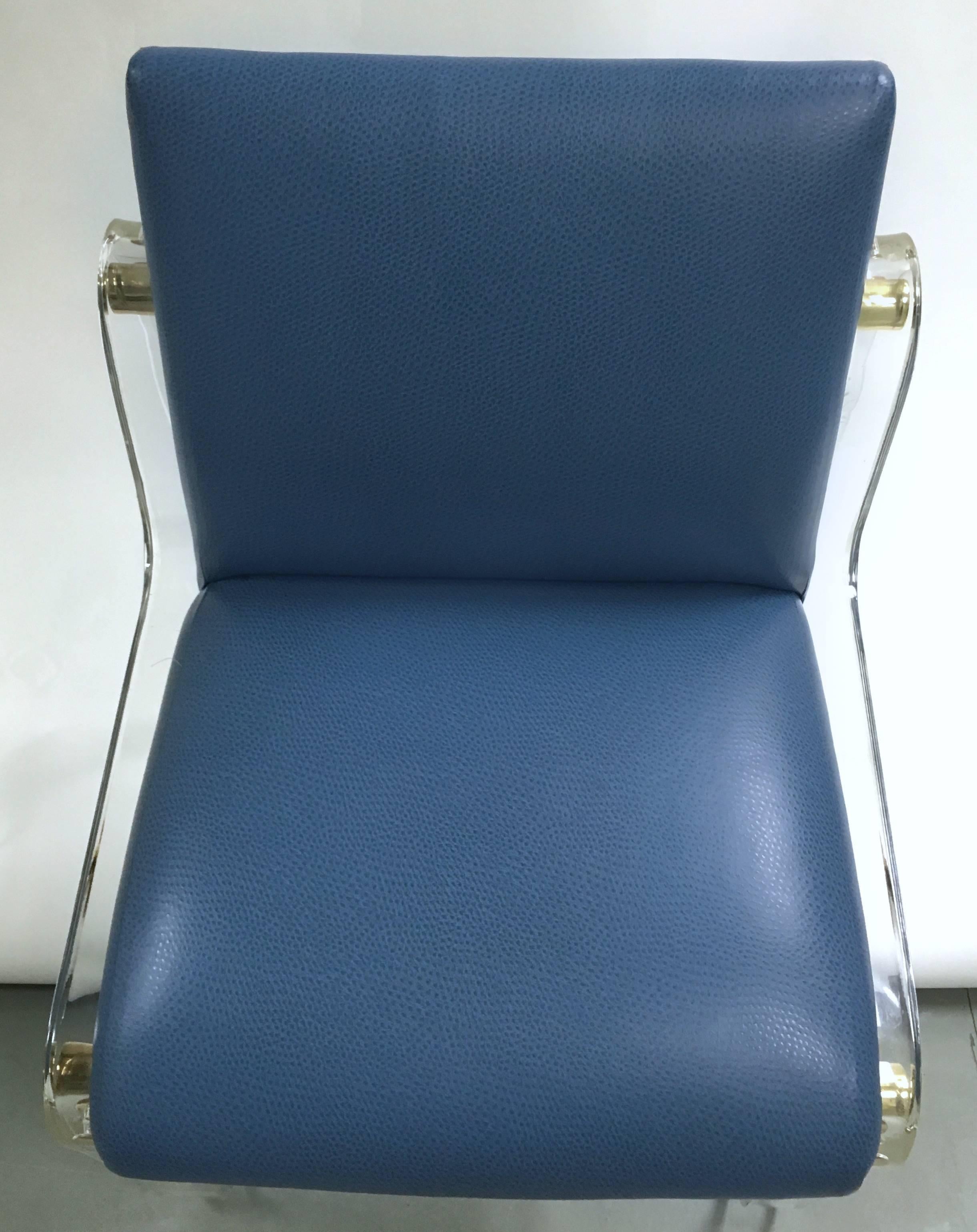 1970s Lucite and Brass Desk Chair, Attributed to Pace In Good Condition In Stamford, CT