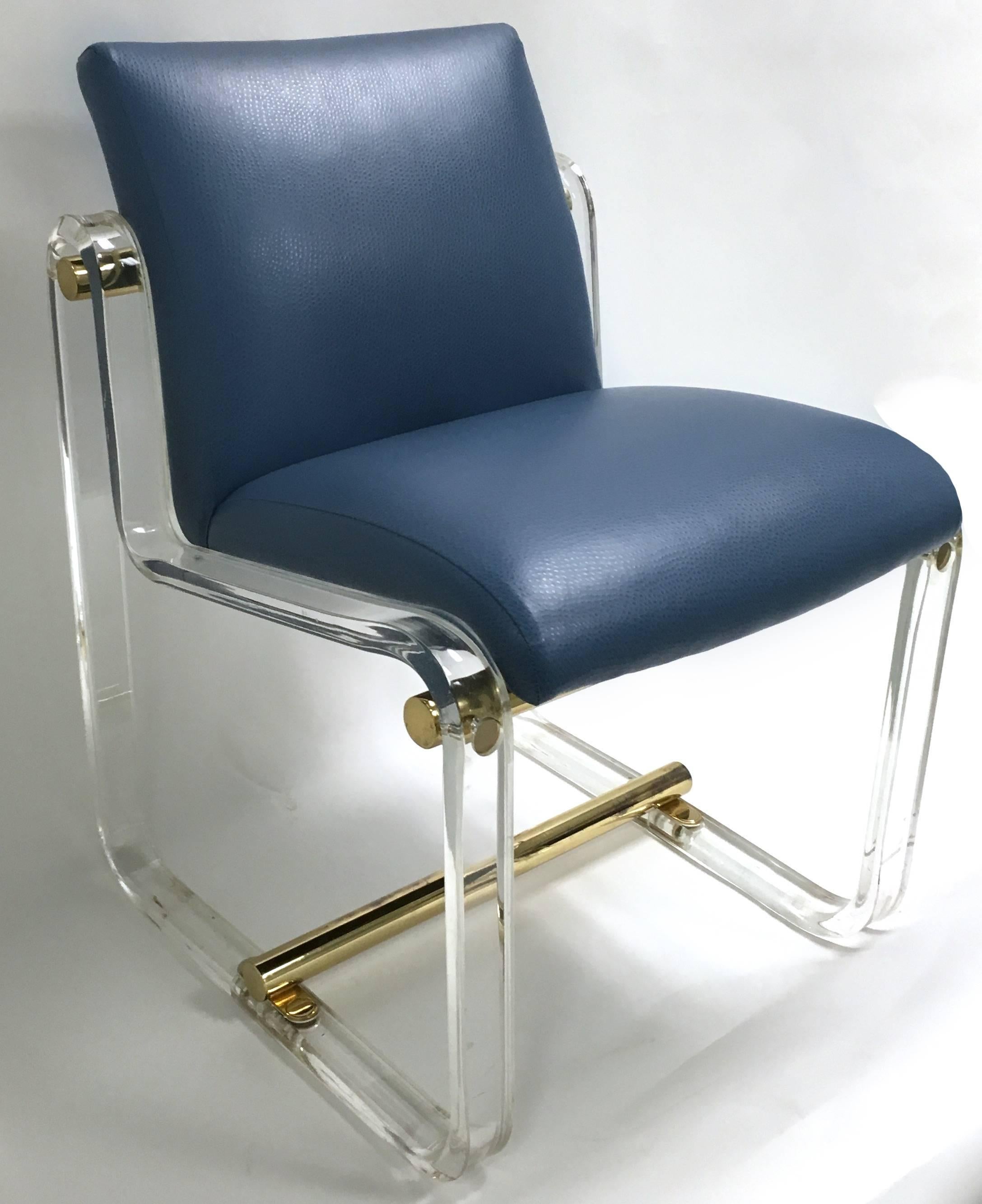 Late 20th Century 1970s Lucite and Brass Desk Chair, Attributed to Pace