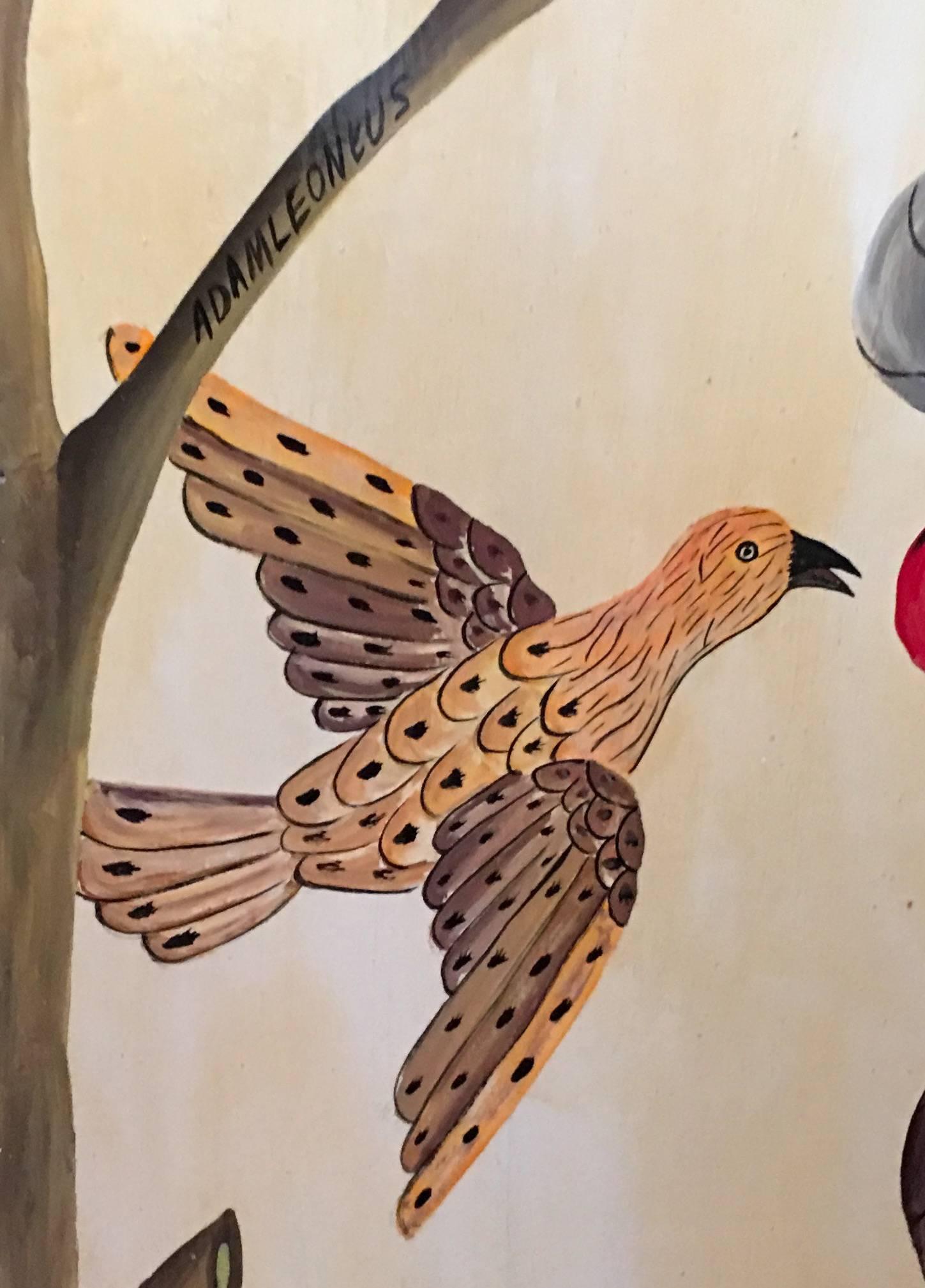 1950s Painted Haitian Folding Screen by Adam Leontus 3