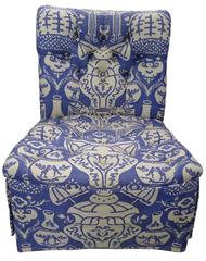David Hicks the Vase Blue Upholstered Slipper Chair