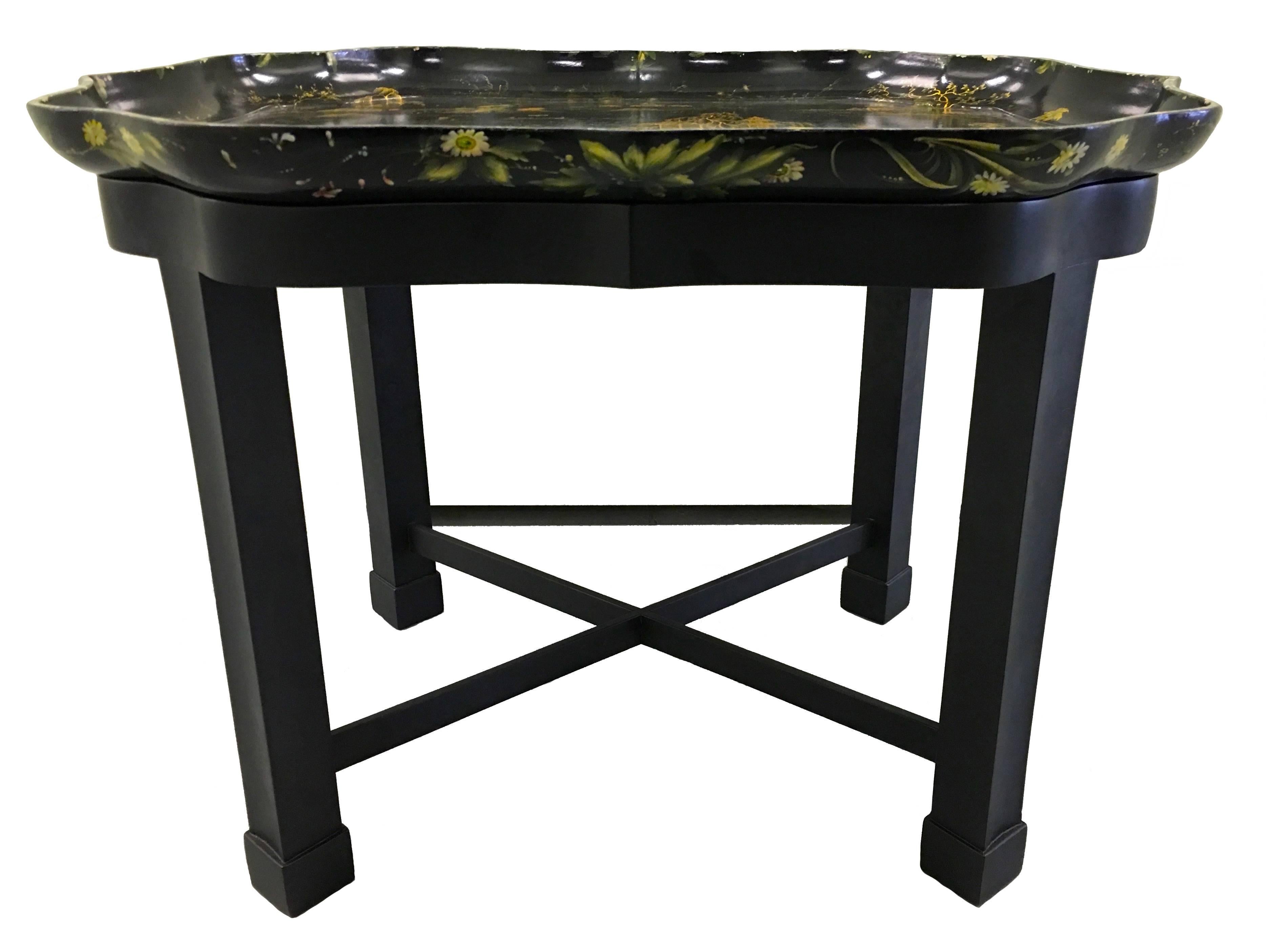 British Chinoiserie Papier Mâché Tray on Stand by Henry Clay