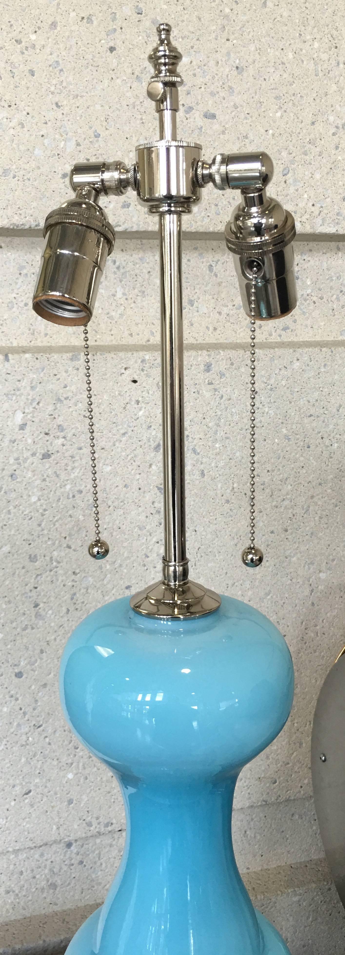 20th Century Pair of Mid-Century Murano Blue Glass Lamps