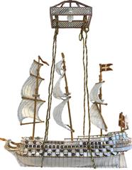 1960s Large Italian Beaded Glass Ship Chandelier