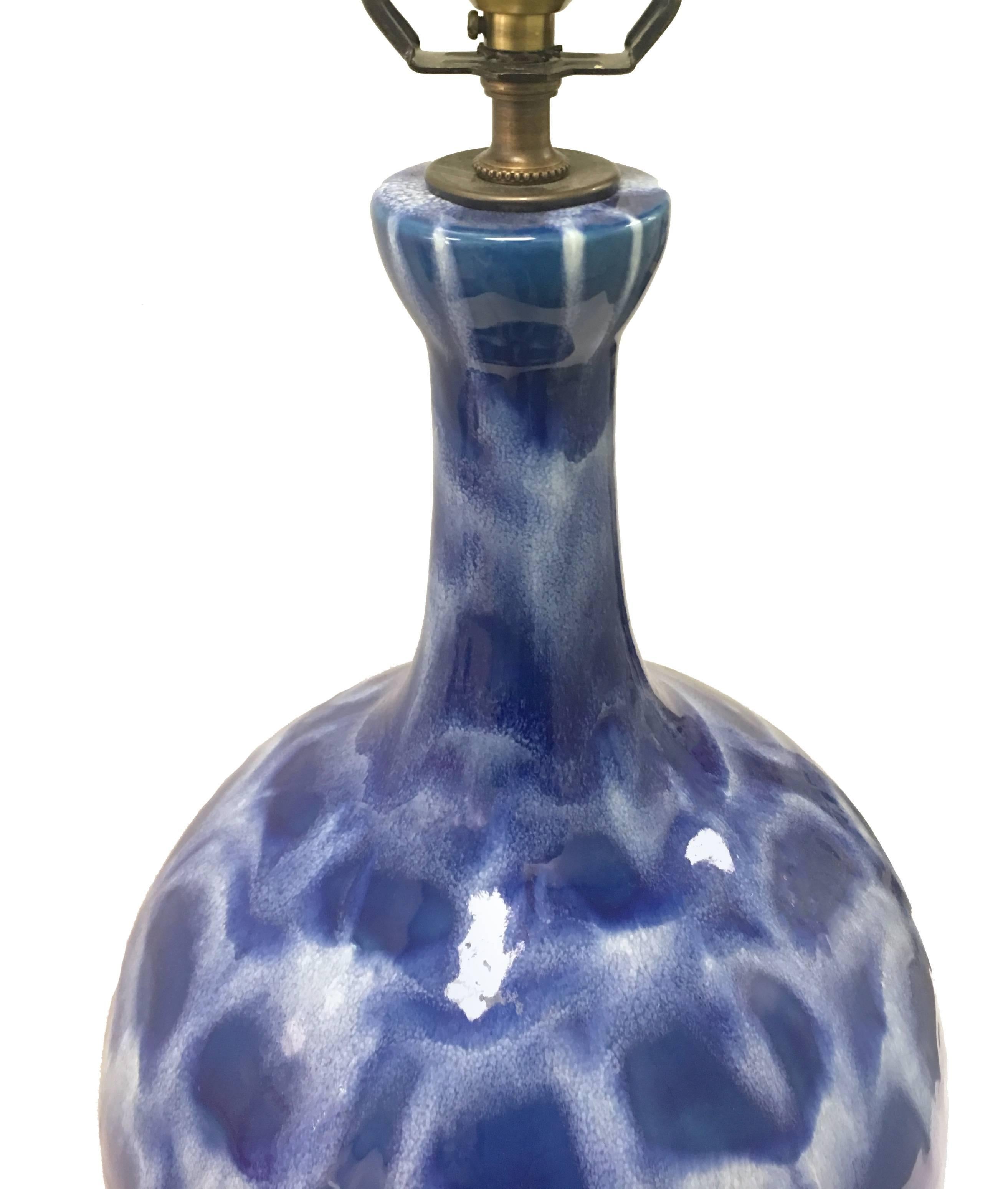 American Antique Blue Spongeware Single Lamp