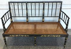 1840s English Regency Style Faux Bamboo Settee