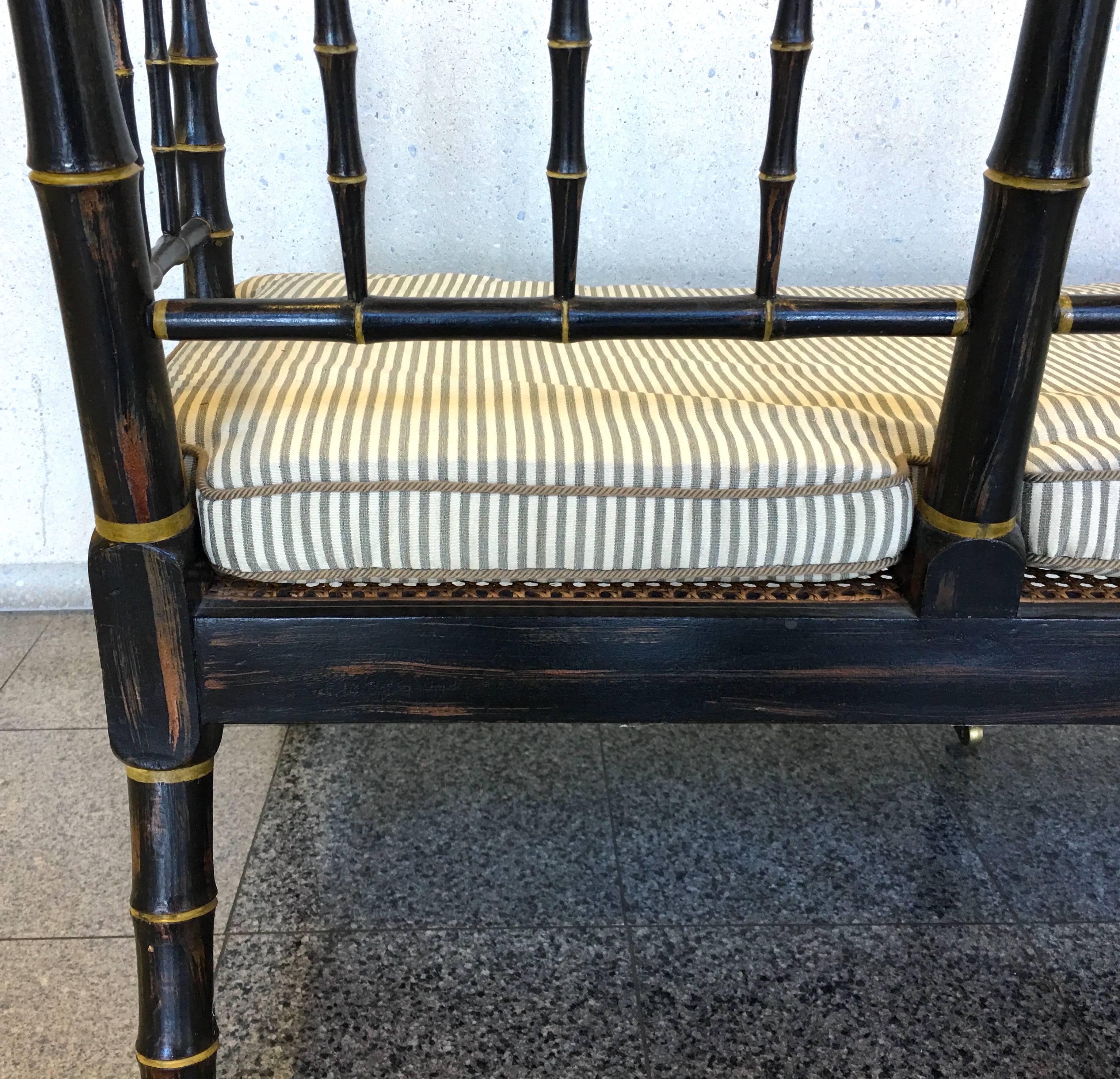 1840s English Regency Style Faux Bamboo Settee 3