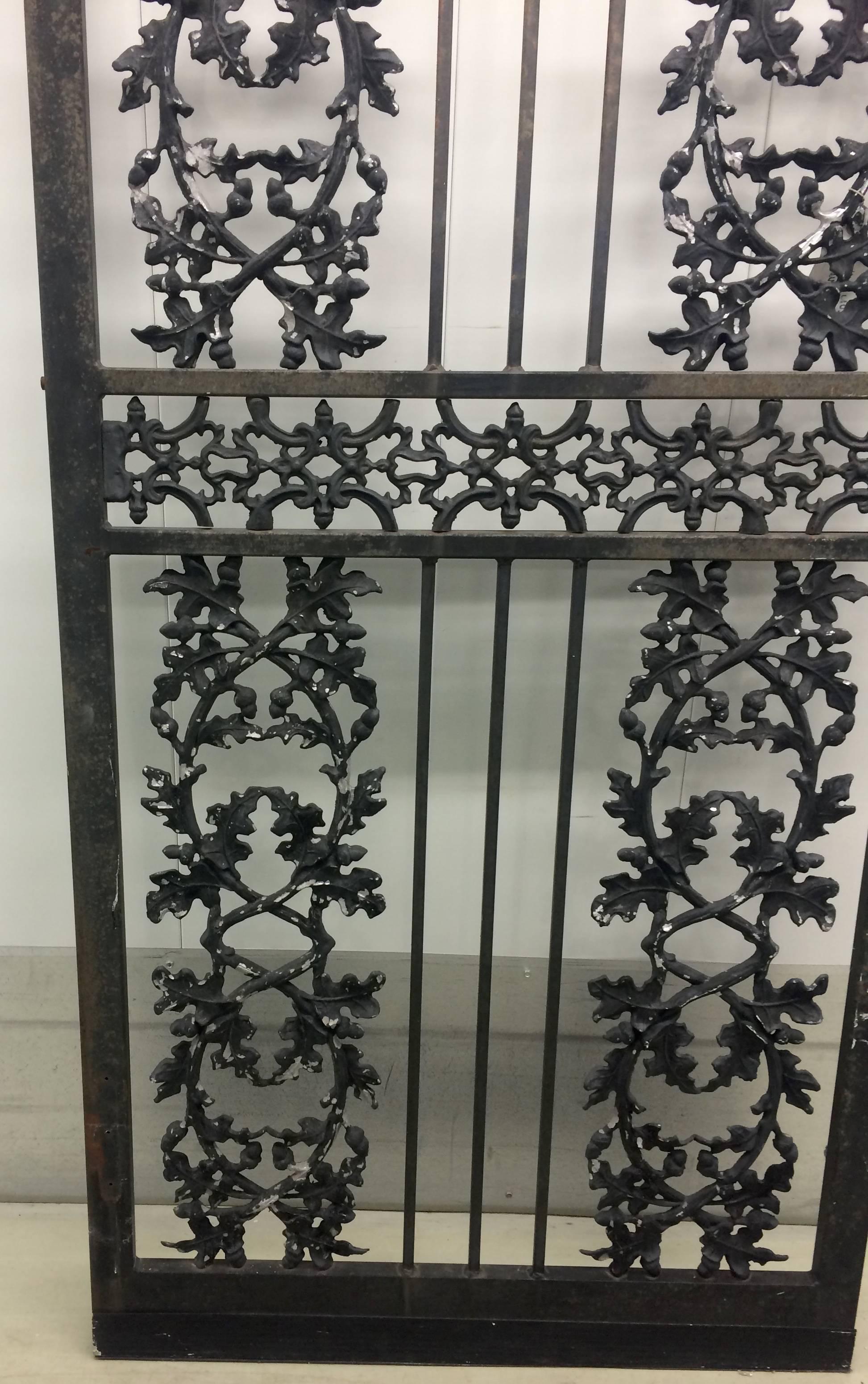 American Black Wrought Iron Acorn and Oak Leaf Motif Door