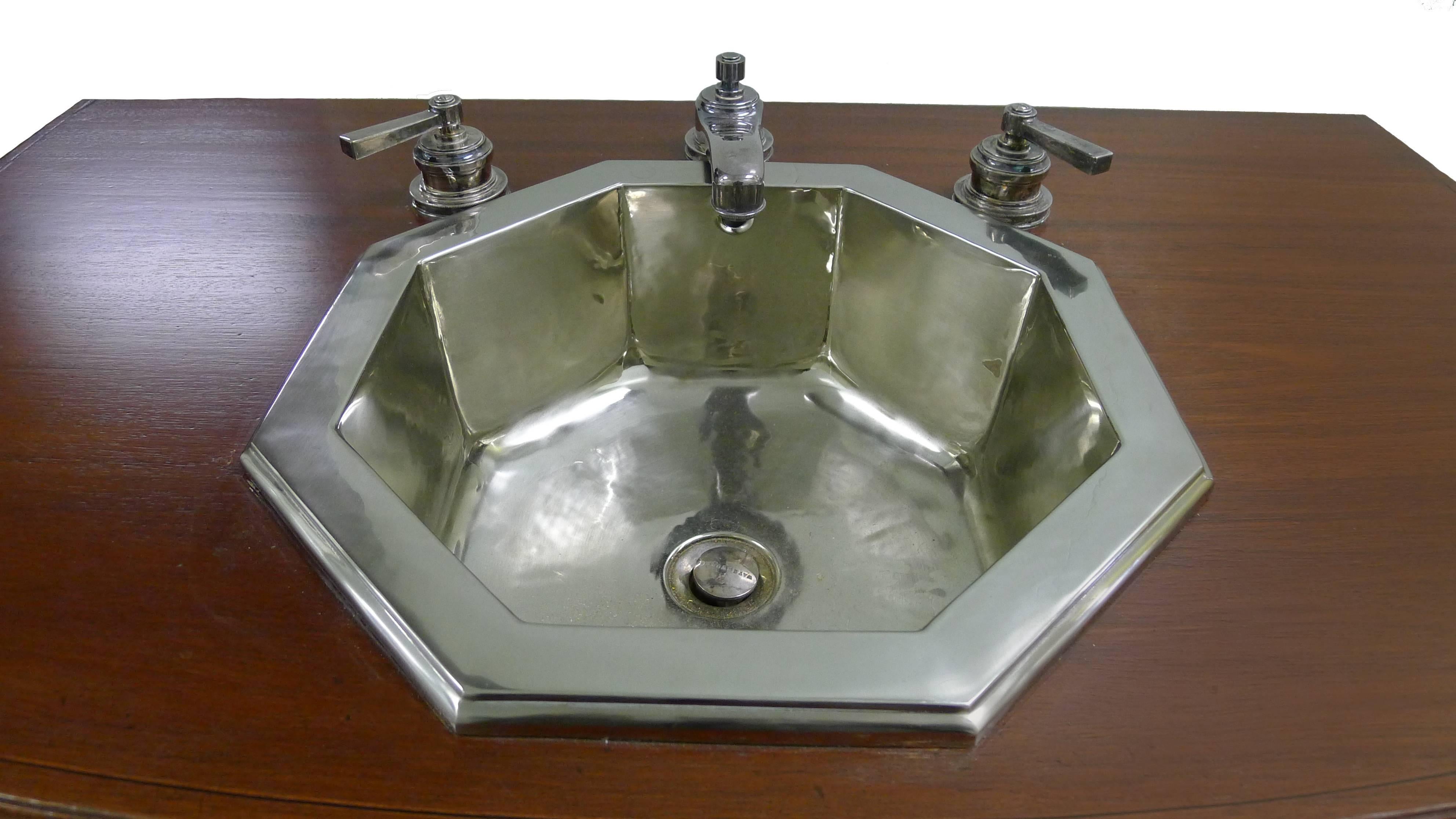 1810 American Federal Bow Front Chest Sink with Waterworks Nickel Fittings 1