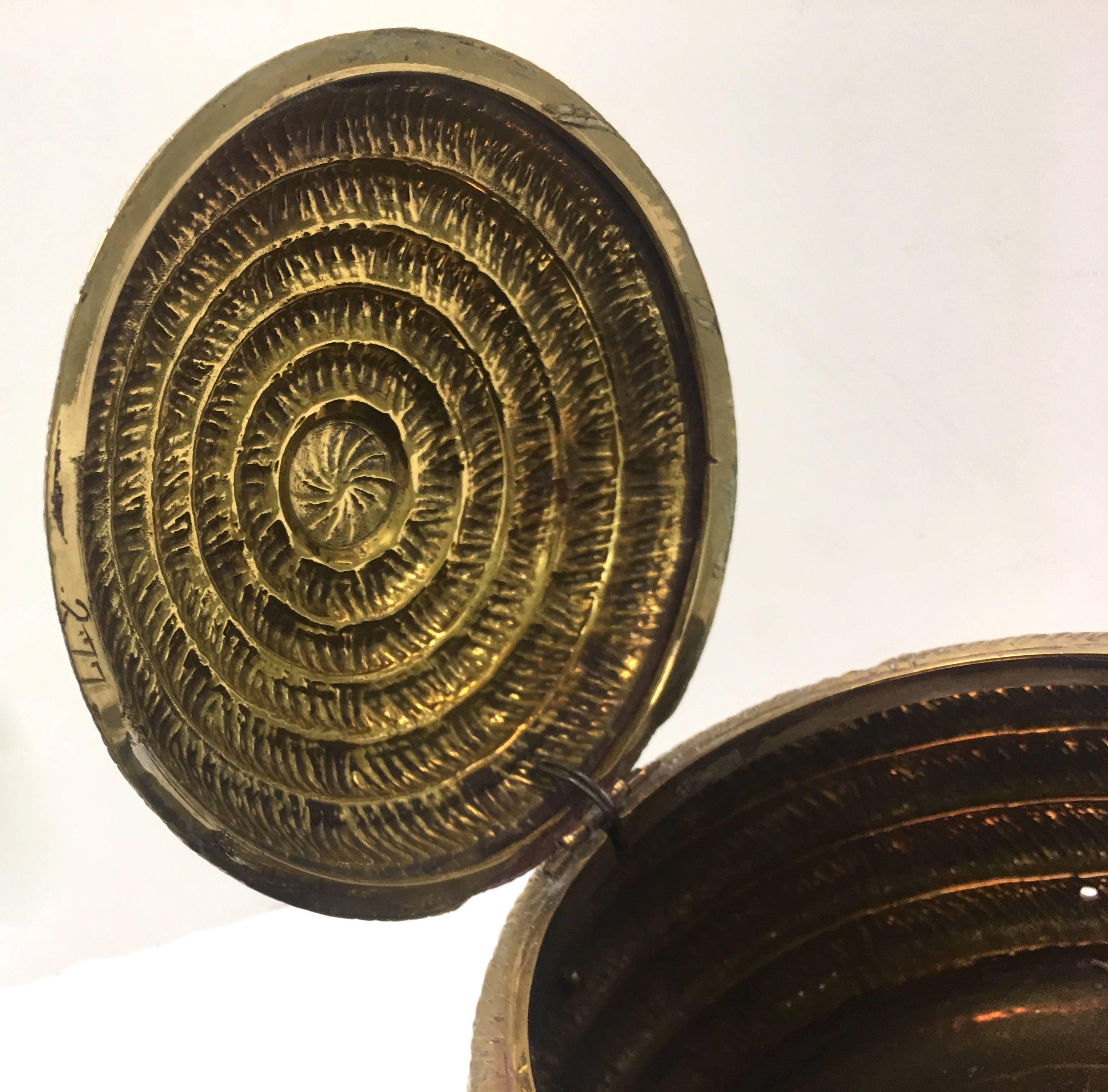 Late 20th Century Brass Beehive Lidded Container
