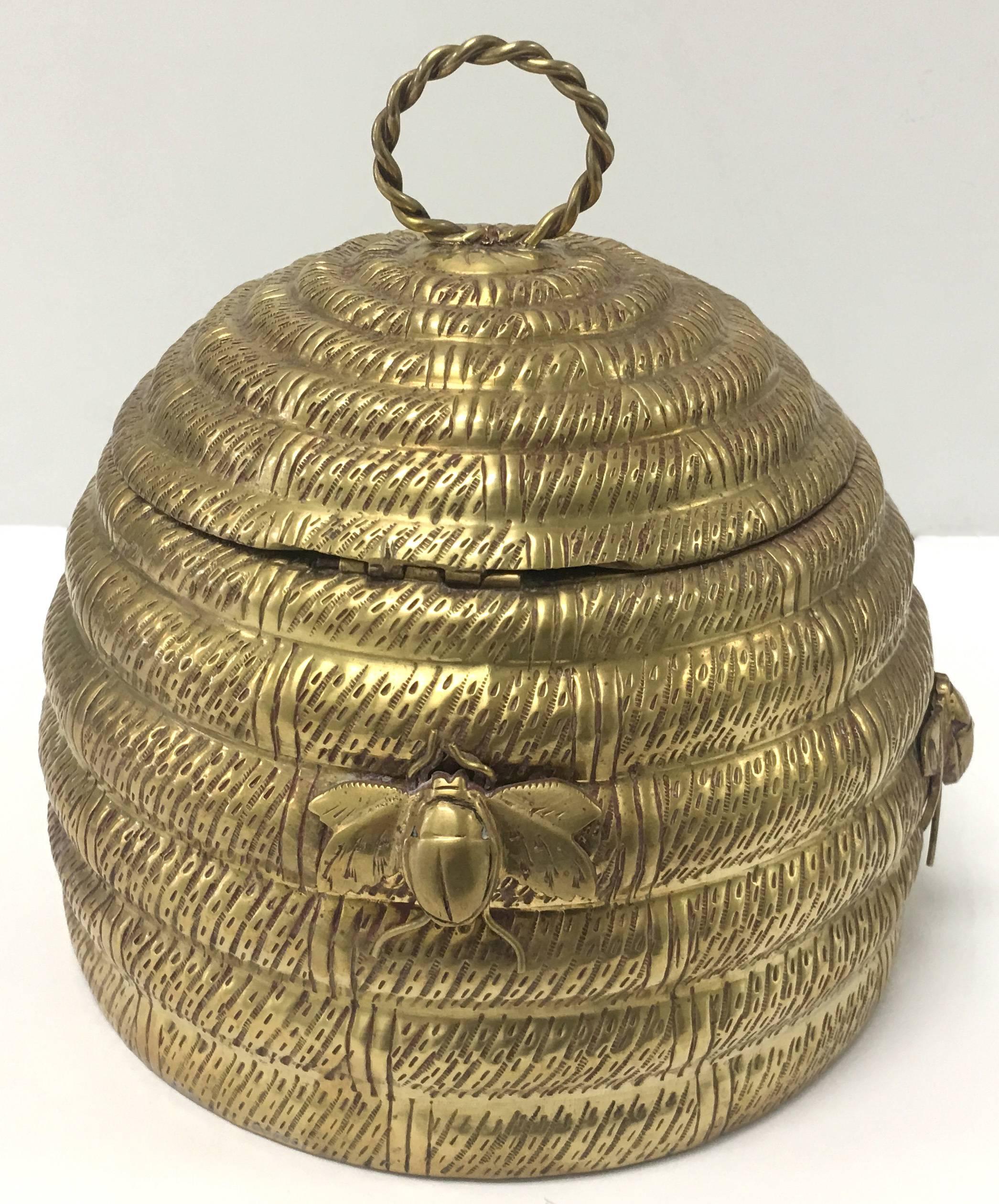 Indian Brass Beehive Lidded Container