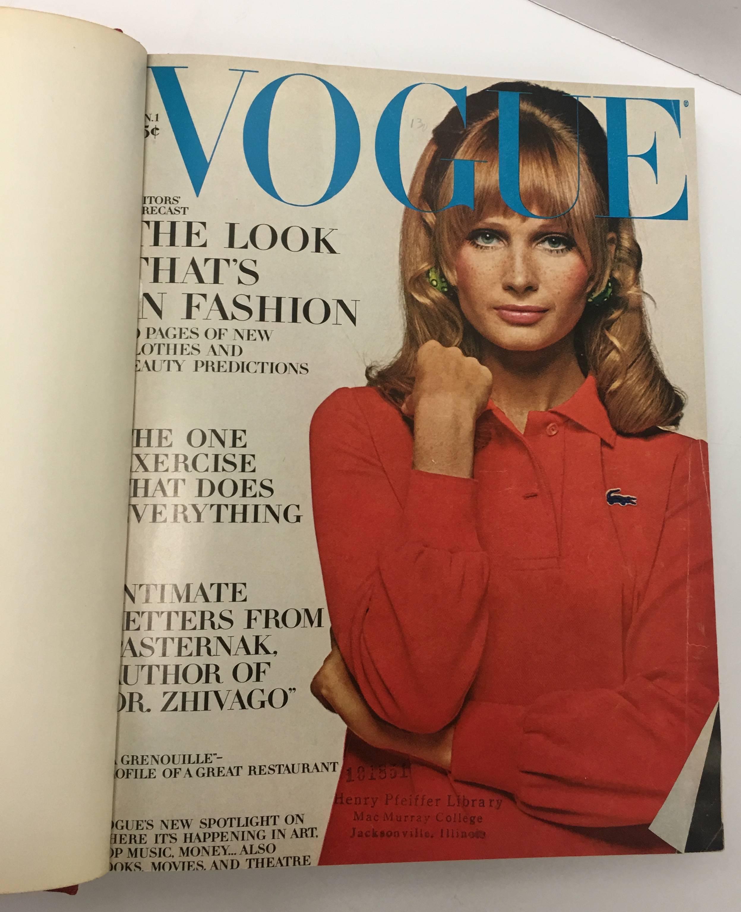 Modern 1968 Red Hardbound Vogue Magazine Jan-Mar, Edition 151