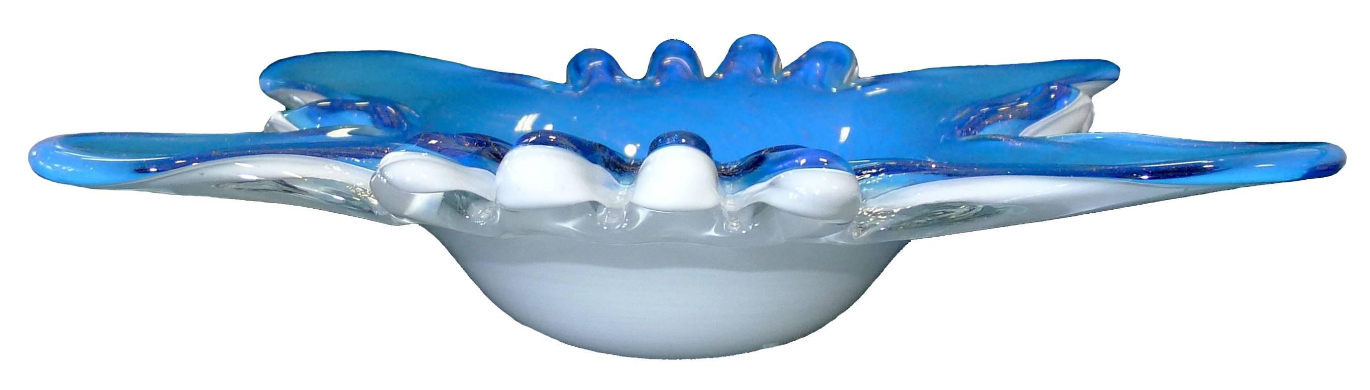 Italian Murano Blue Butterfly Ashtray by Fratelli Toso