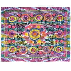 Embroidered Large Multi-Color Ikat Uzbek Suzani Textile
