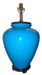 Chinoiserie Oversized Ceramic Turquoise Table Lamp
