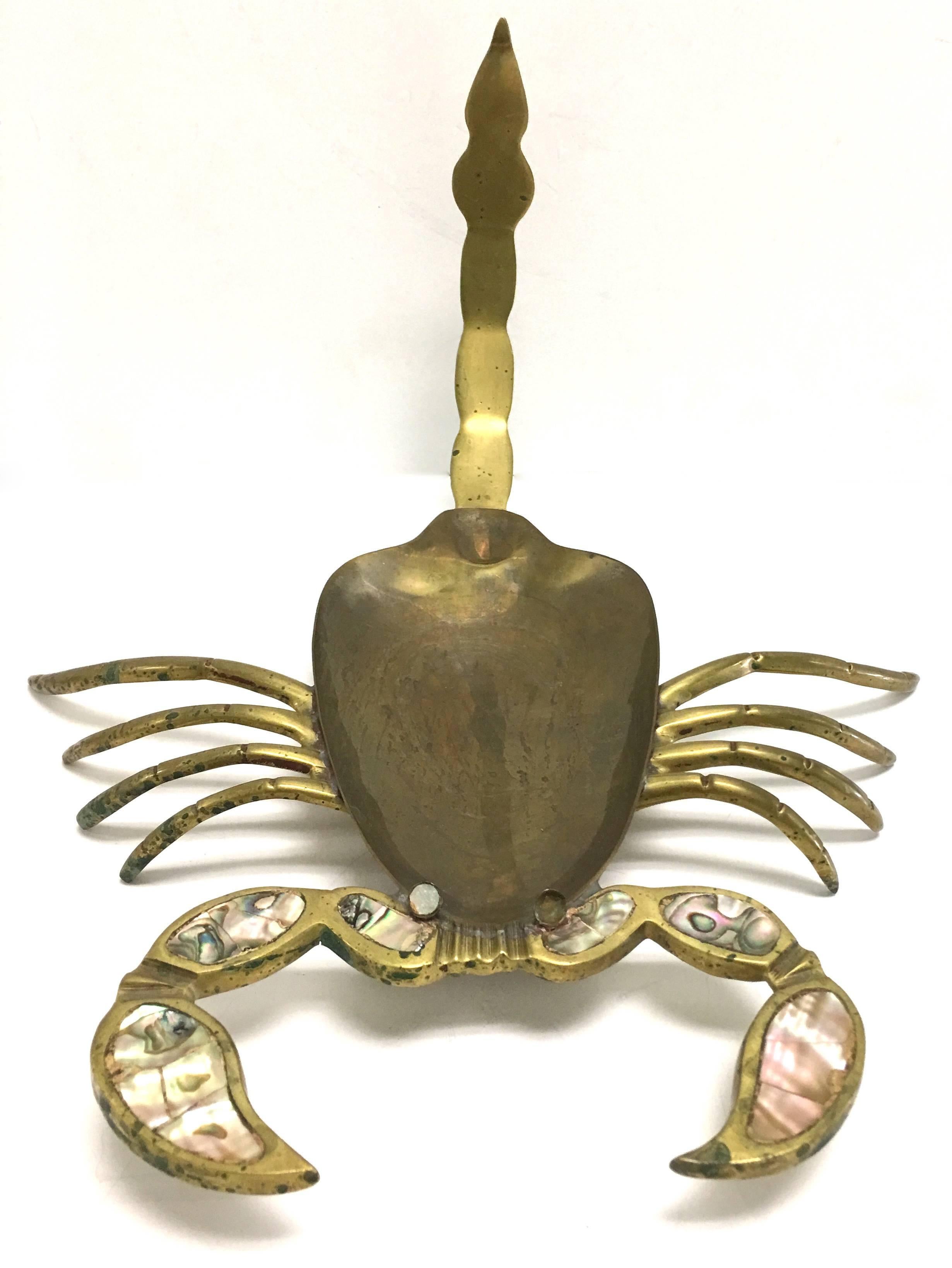 Mexican Brass and Abalone Scorpions, Set of Two In Good Condition In Stamford, CT