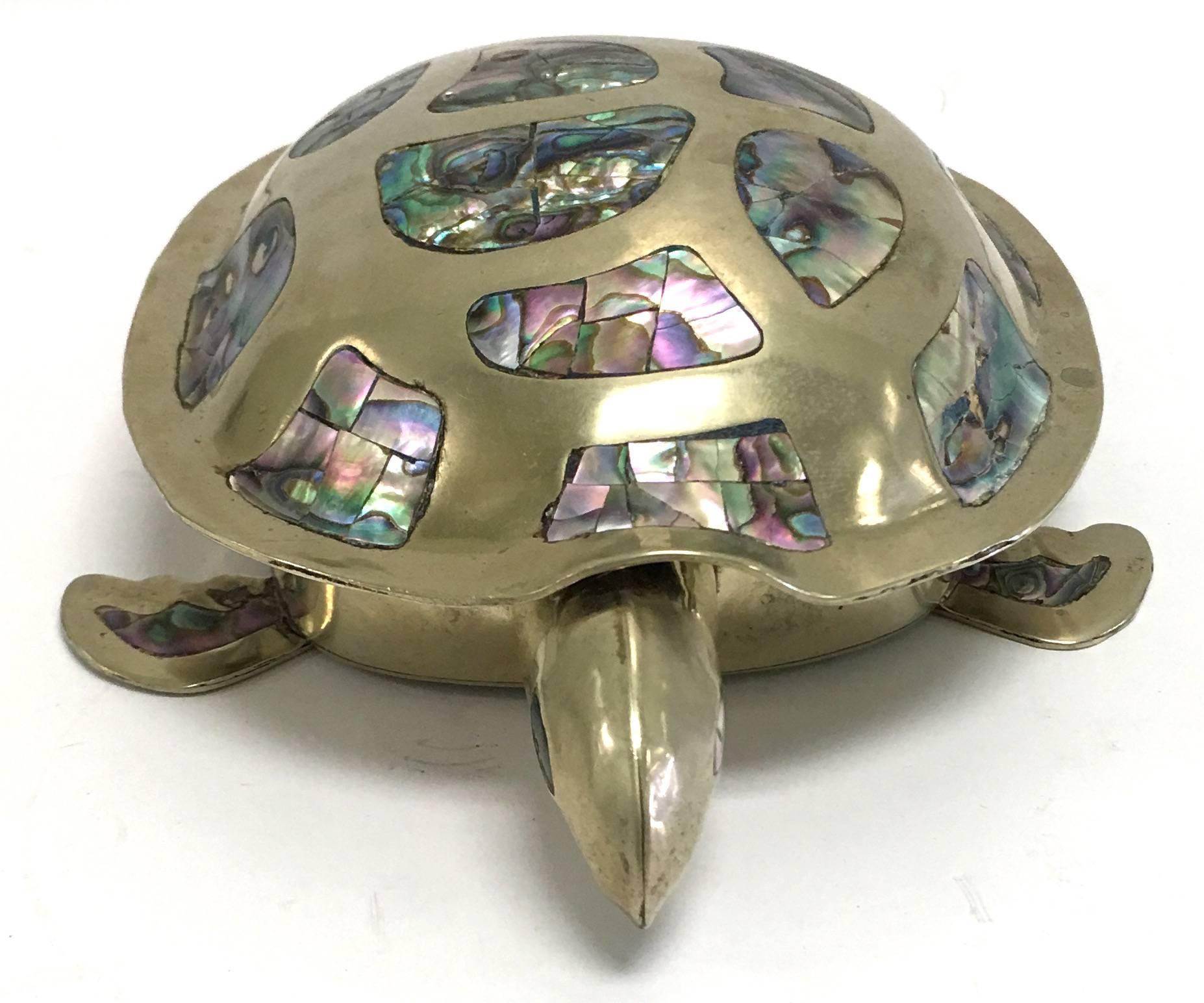 Late 20th Century Mexican Silver and Abalone Turtle Box