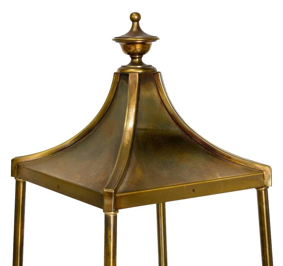 American Pair of Mastercraft Burnished Brass Obelisk Étagères