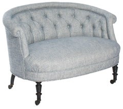 French Napoleon III Round Scroll Back Small Scale Sofa