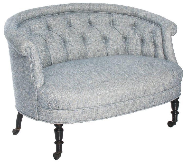 Petite French Napoleon Iii Round Scroll Back Sofa
