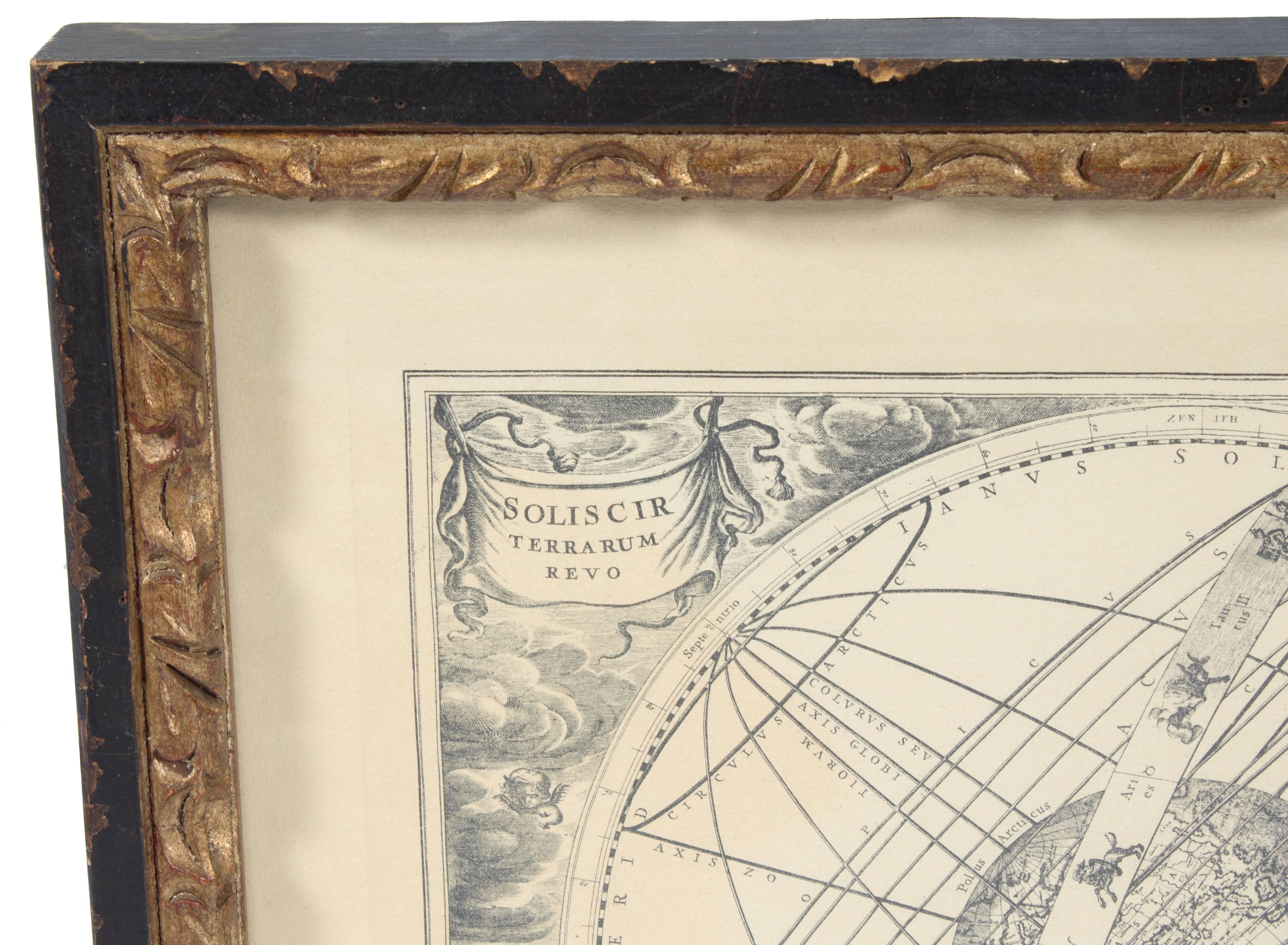 American Pair of 1950s Framed Celestial Charts by Andreas Cellarius
