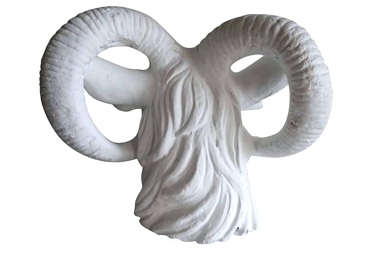 Mid-Century Modern Mid-Century Italian Plaster Ram's Head