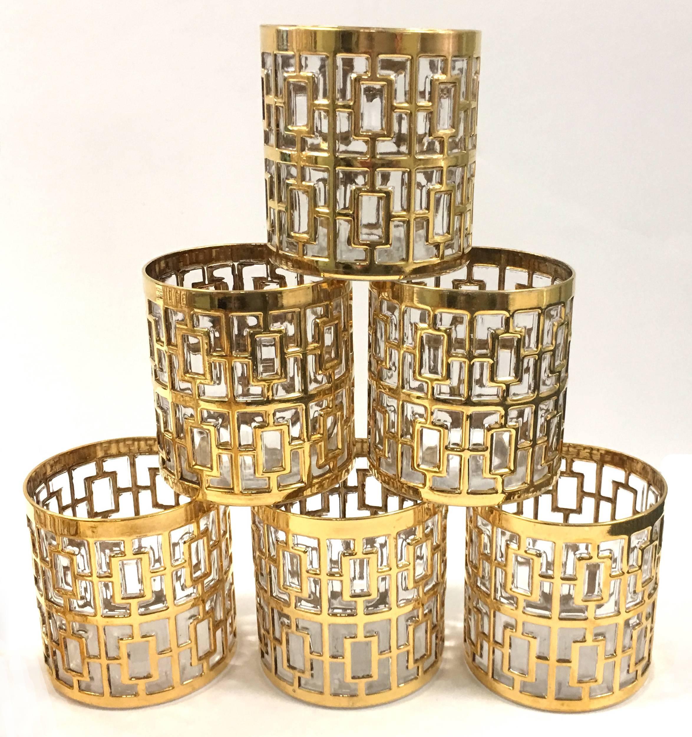 American Imperial Shoji Gold Glass Saki Set