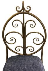 Italian Brass Chiavari Chair with Blue Leopard Upholstery
