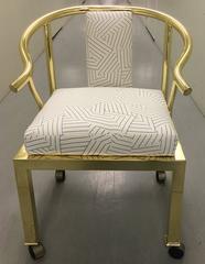 Polished Brass Horseshoe Desk Chair by DIA
