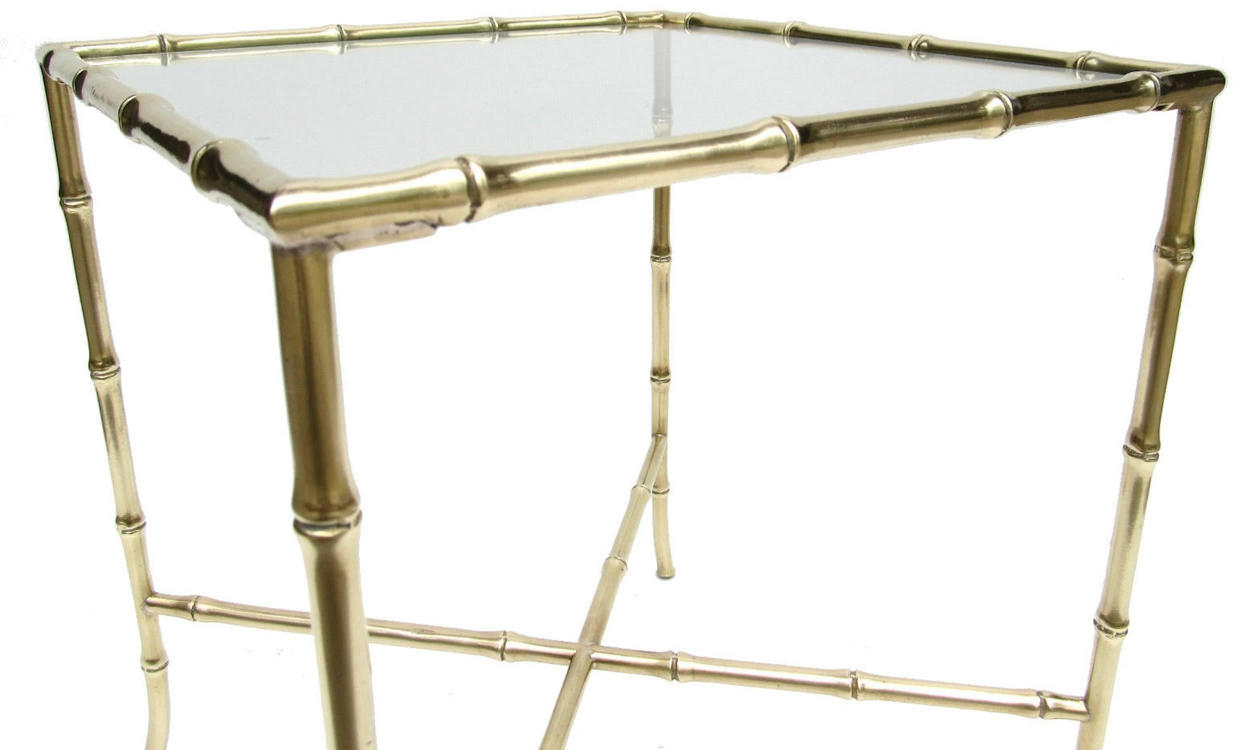 American Pair of Brass Bamboo Chinoiserie Side Tables