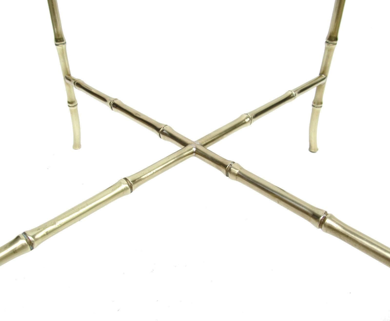 Late 20th Century Pair of Brass Bamboo Chinoiserie Side Tables