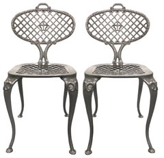 Pair of Thinline by Brown Jordan Silver Metal Side Chairs