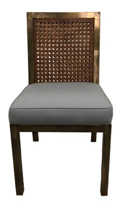 Pair of 1970s Brass & Cane Parsons Side Chairs by Widdicomb