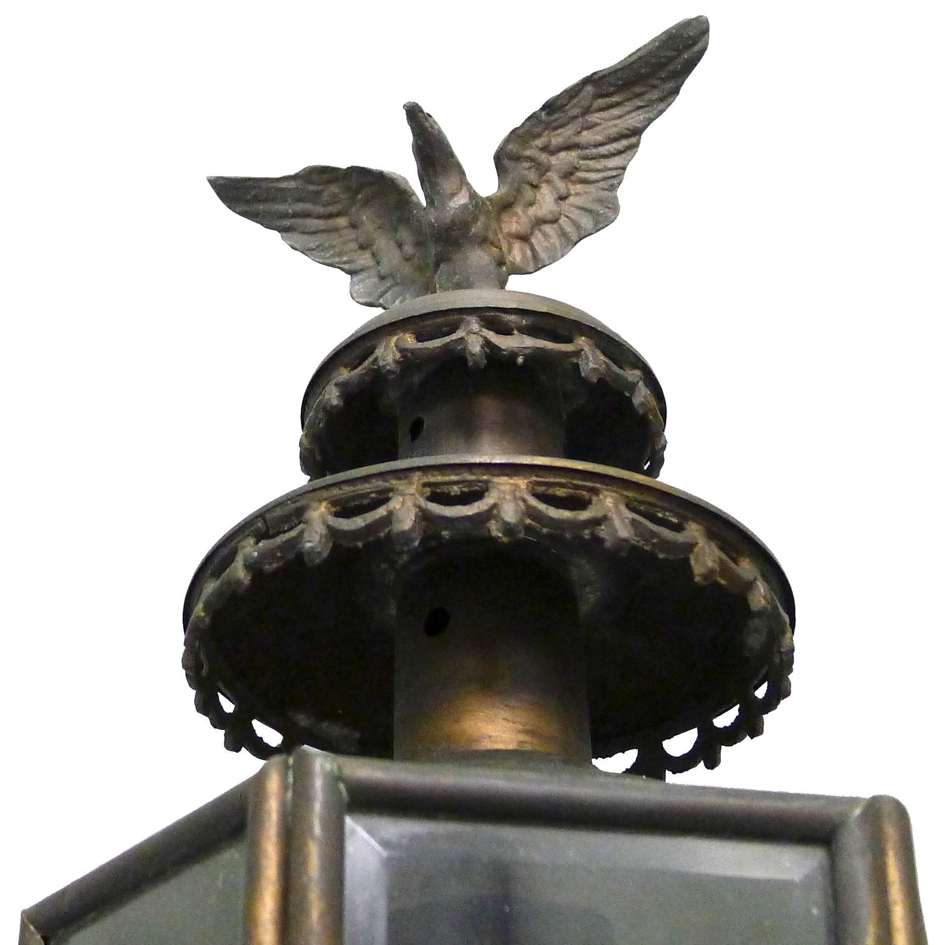 American Empire Pair of American Federal Brass Eagle Coach Lanterns