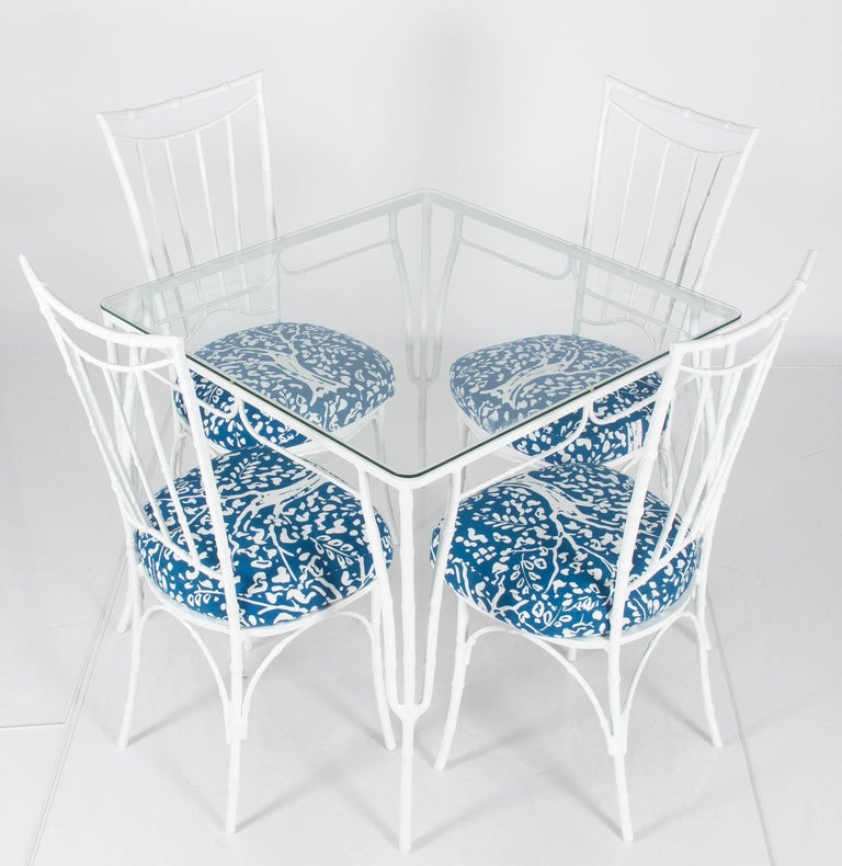 White Metal Faux Bamboo Outdoor Dining Set at 1stDibs