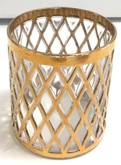 Imperial Glass Co. Gold Sekai Ichi Lowball Glasses, Set of Five