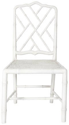 White Painted Faux Bamboo Side Chair
