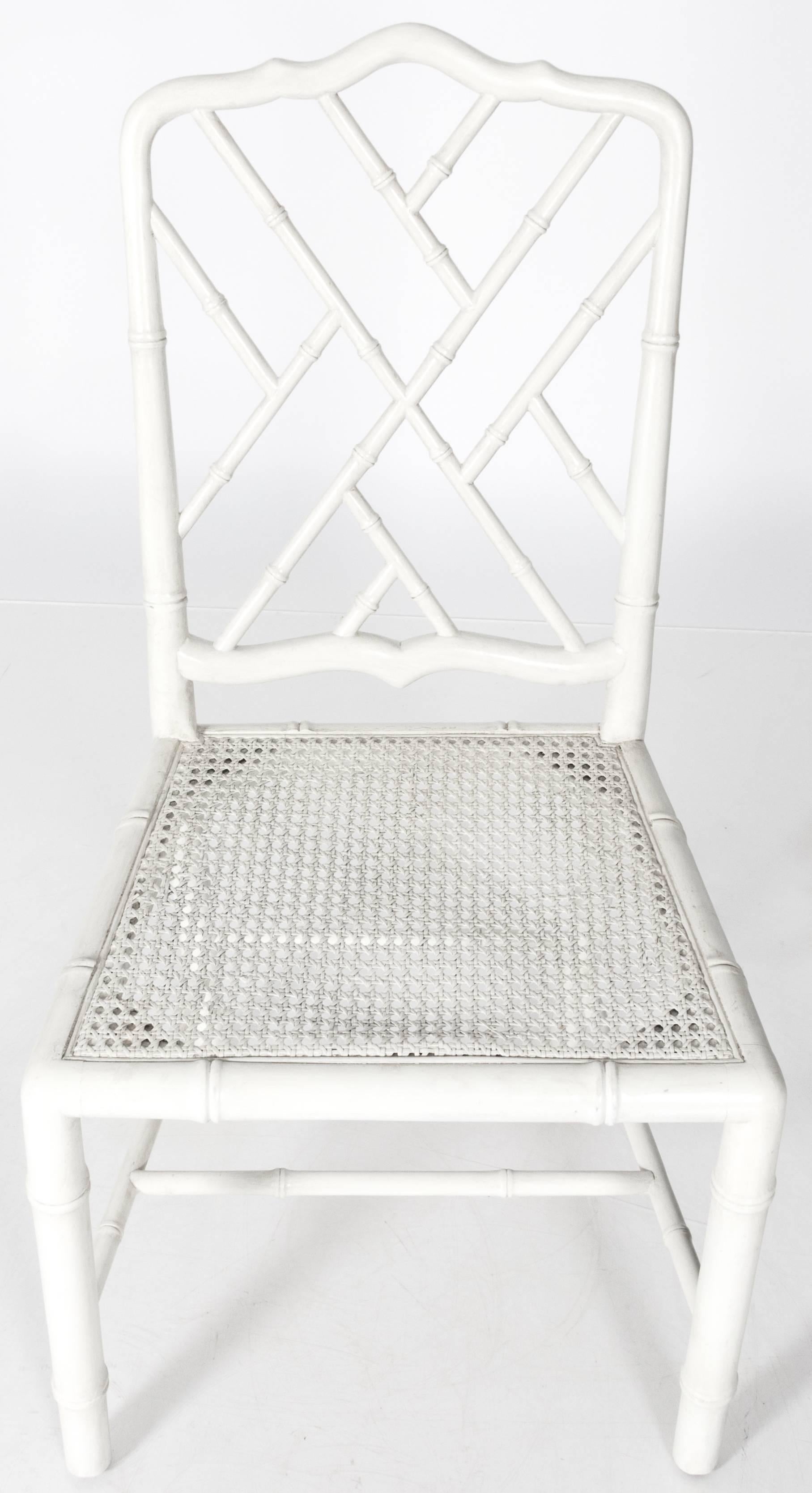 American White Painted Faux Bamboo Side Chair