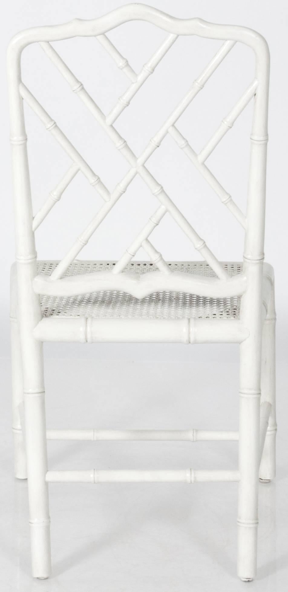 Mid-20th Century White Painted Faux Bamboo Side Chair