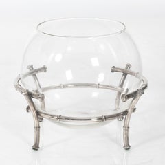 Silver Plate Bamboo and Glass Punchbowl
