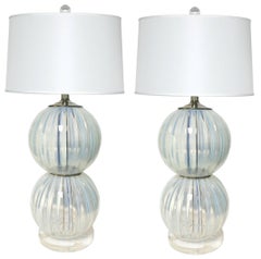 Pair of Midcentury Opalescent Murano Glass Lamps