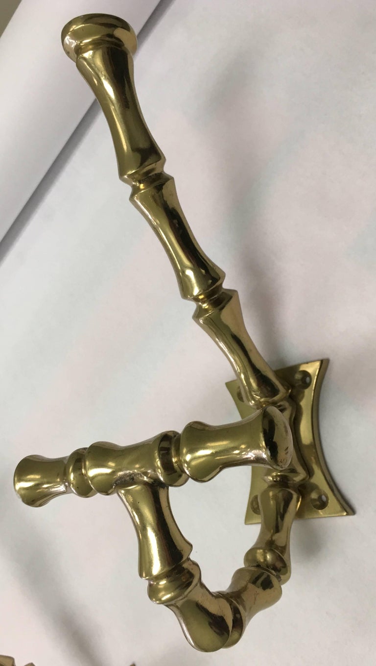 Pair of Brass Faux Bamboo Coat Hooks at 1stDibs