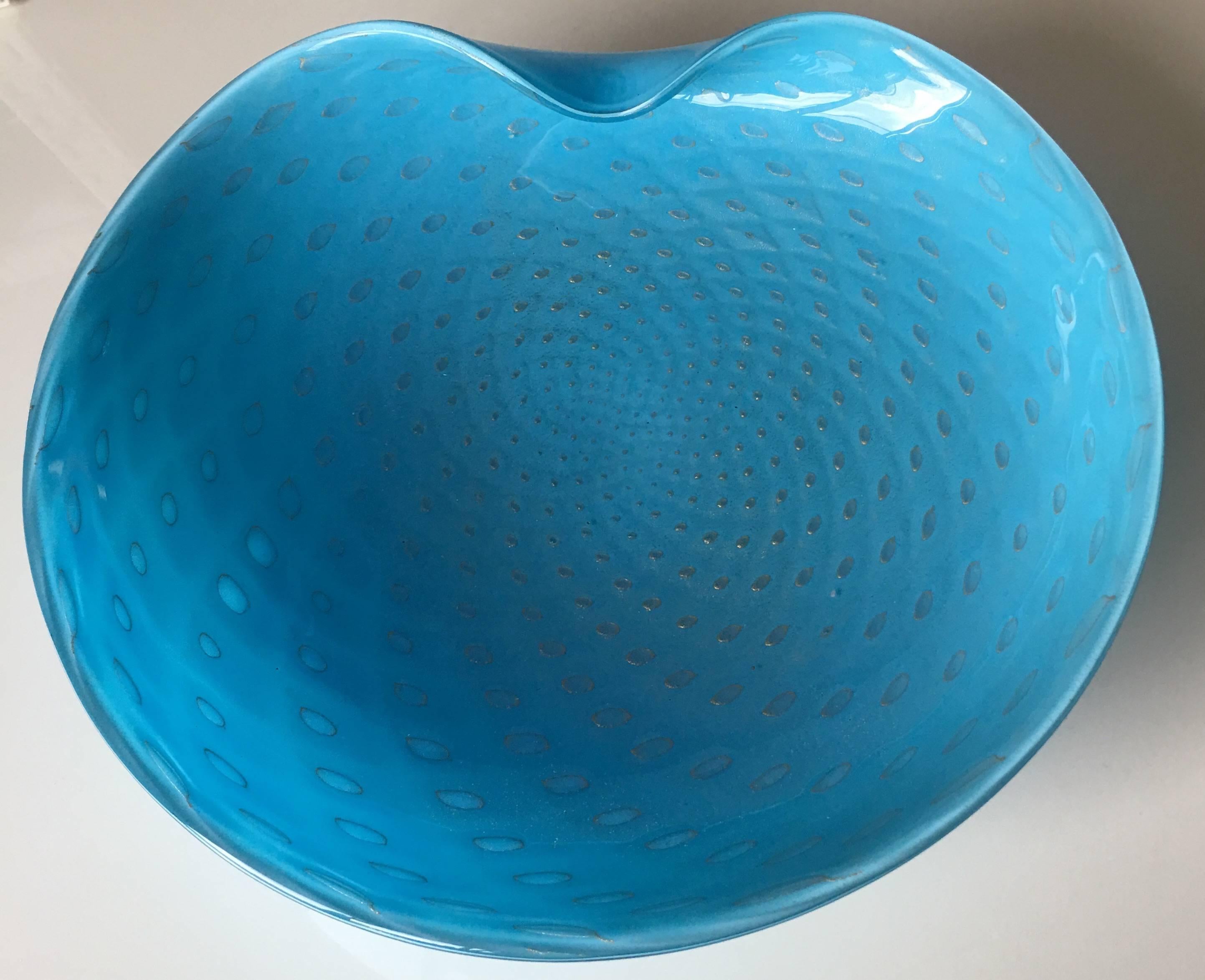 murano glass ashtray blue