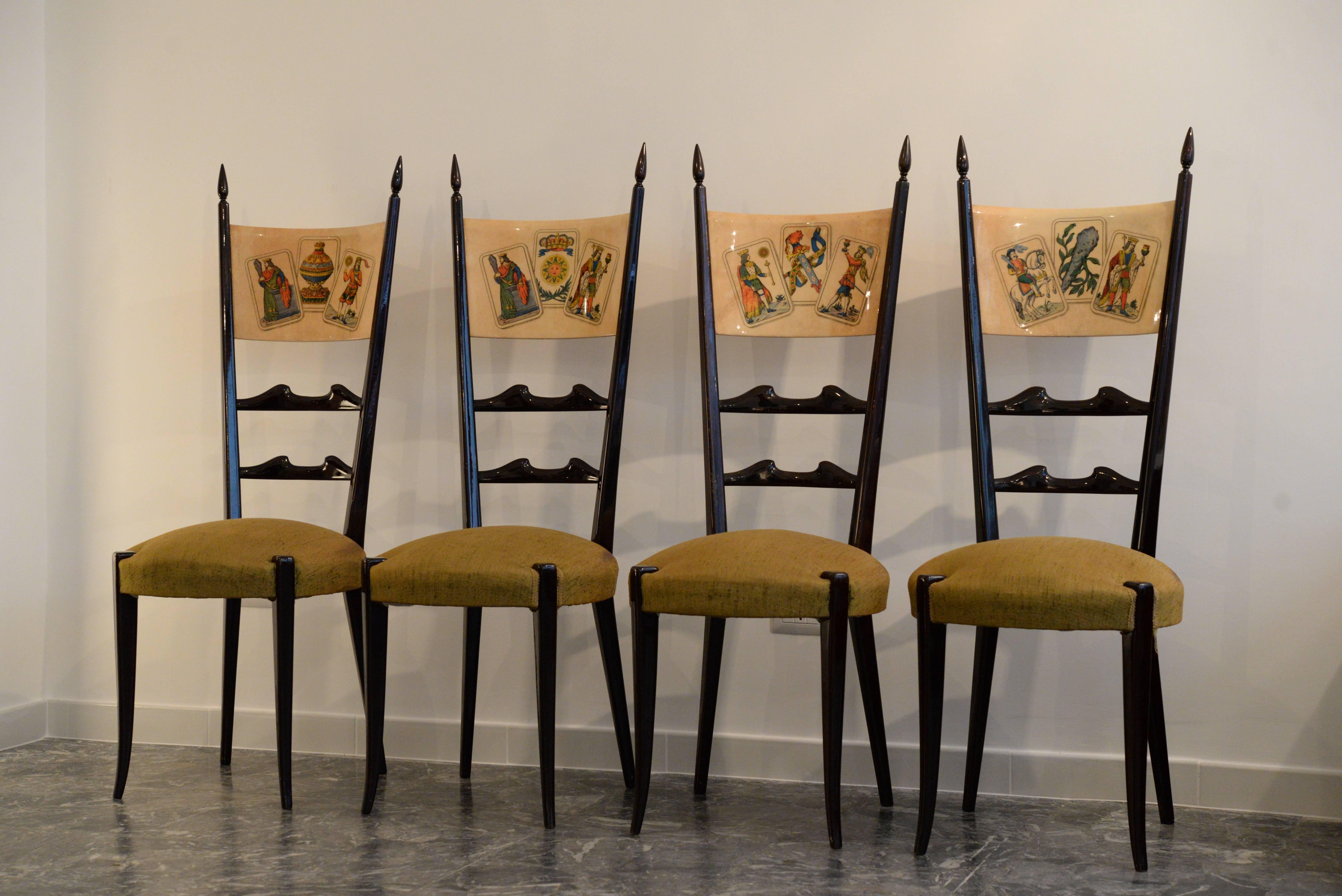 Mid-Century Modern ALDO TURA Set of Four Chairs and Dining Table