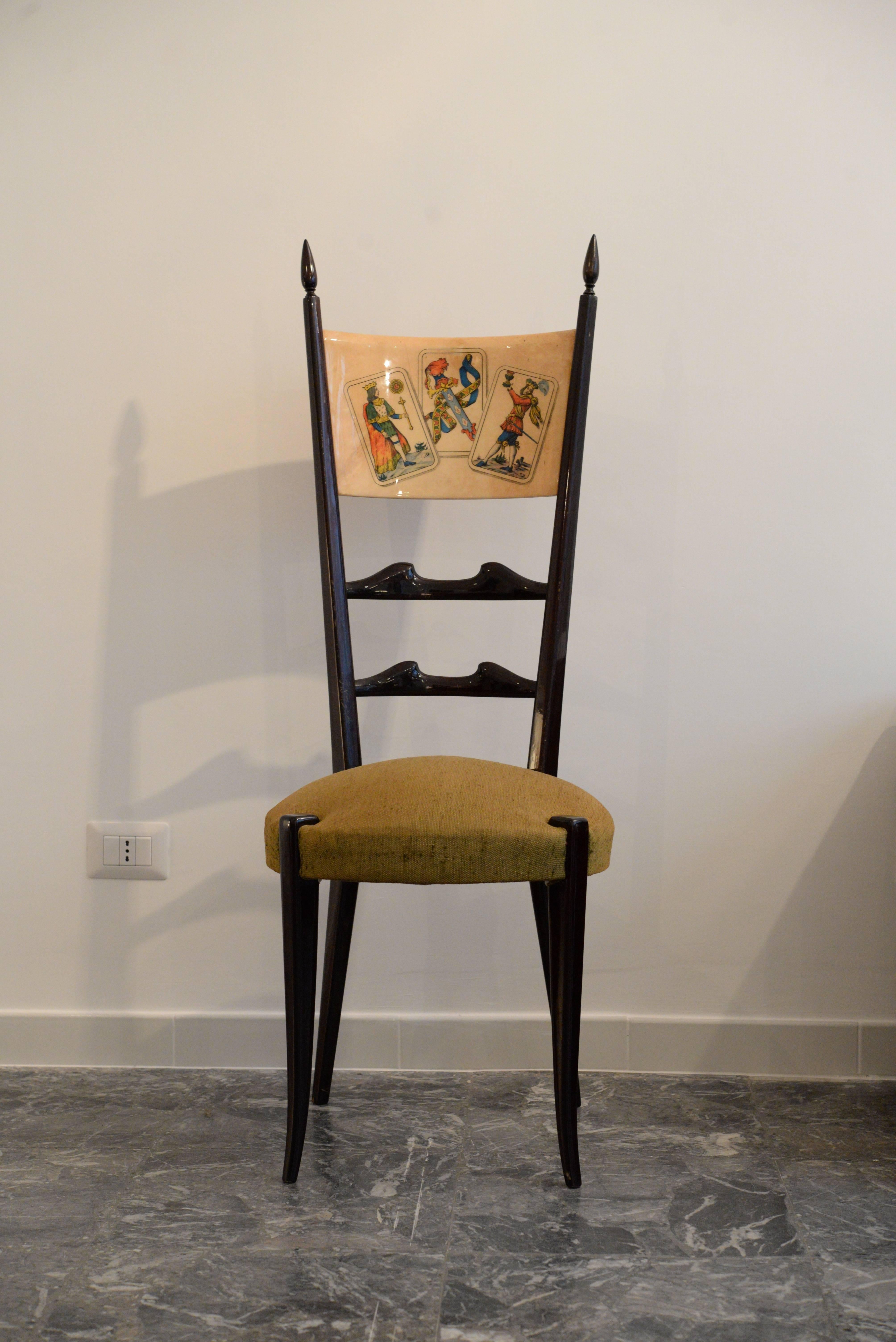 Italian ALDO TURA Set of Four Chairs and Dining Table