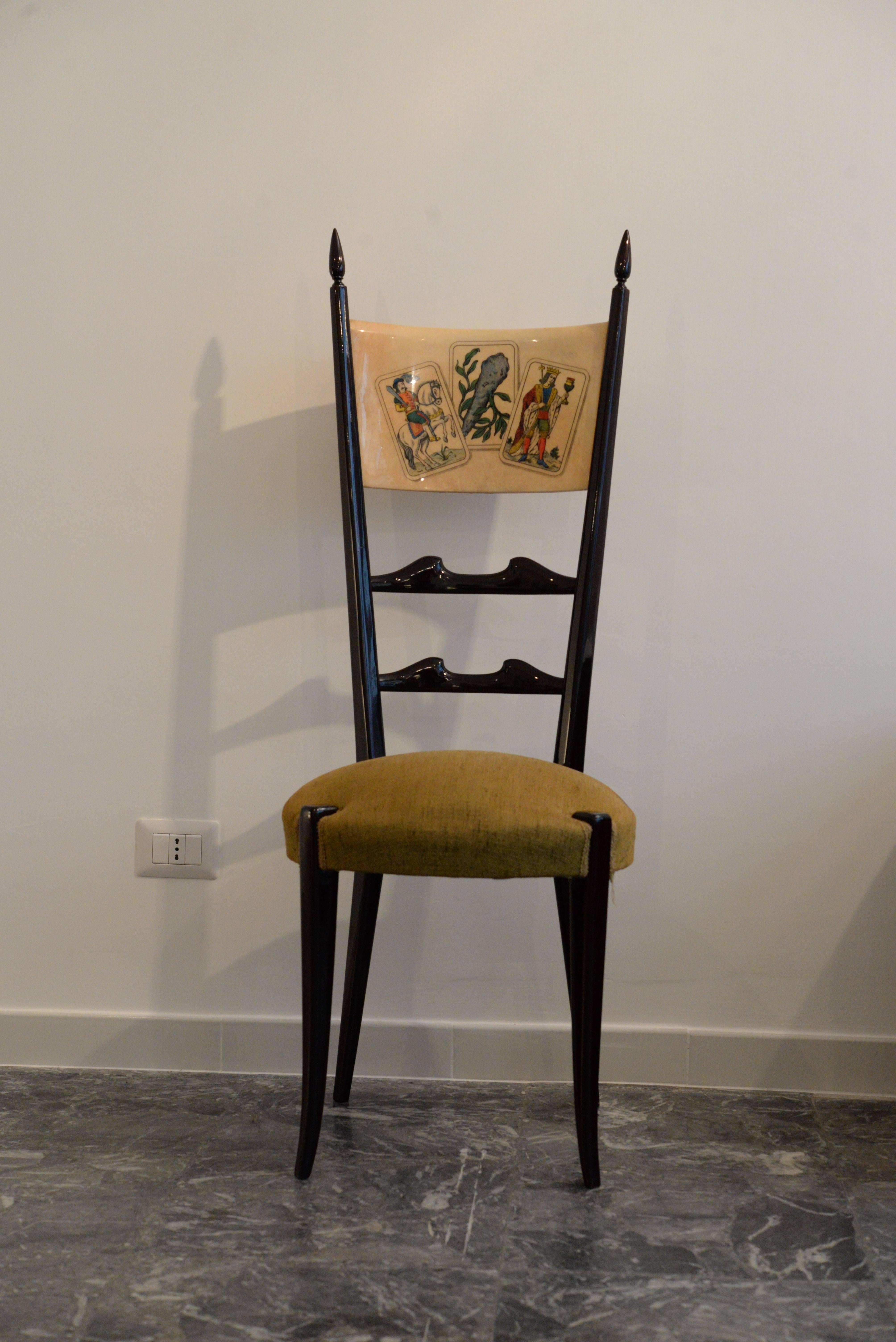 ALDO TURA Set of Four Chairs and Dining Table In Excellent Condition In Roma, IT