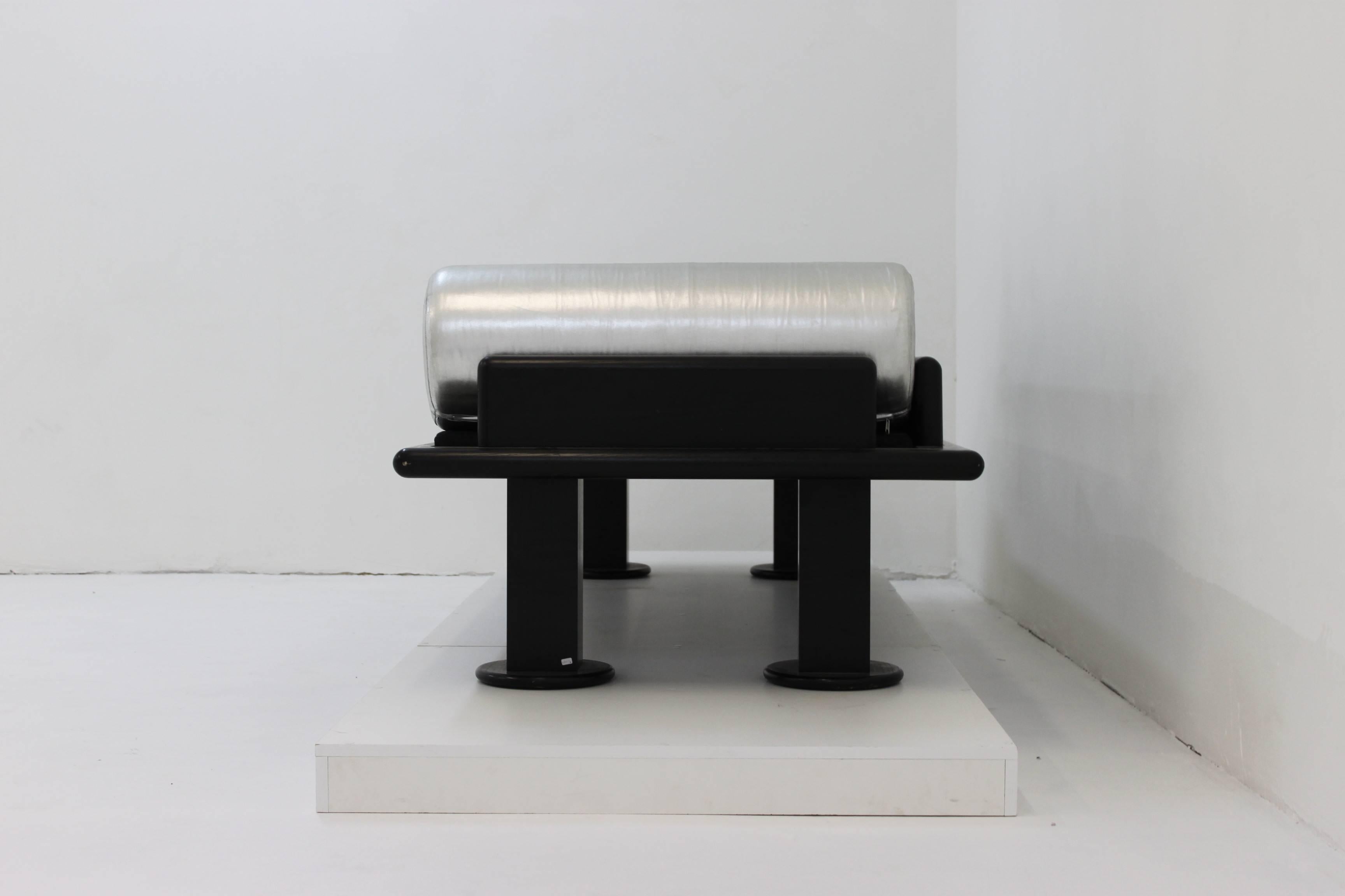 Organic Material Ettore Sottsass Black and Silver Sofa For Sale