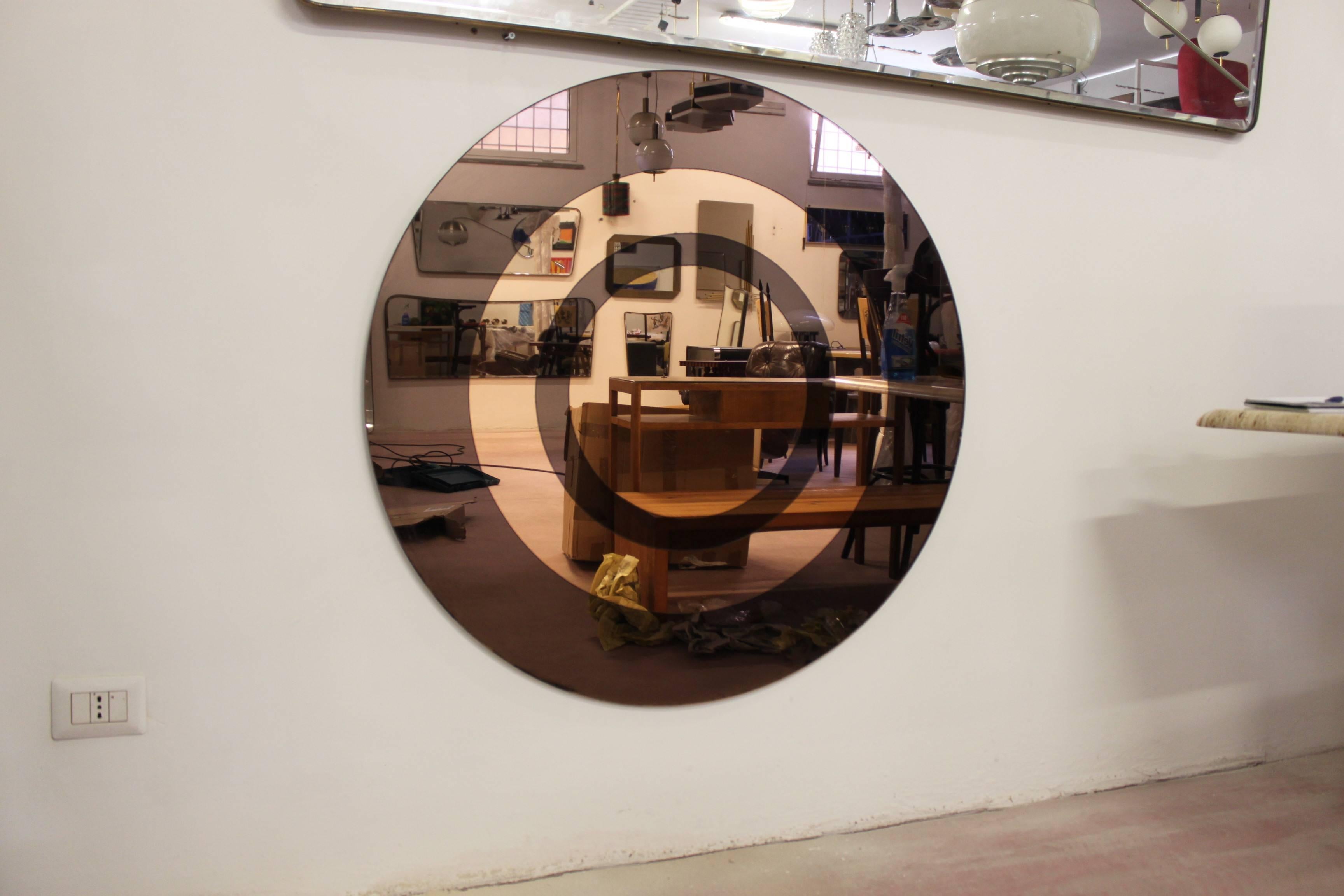 Mid-Century Modern Cristal Art Round Mirror